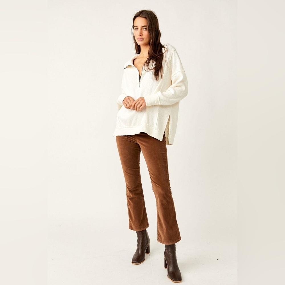 FREE PEOPLE In My Feelings Velvet Crop Flare Pants Chocolatte sz Small NEW!